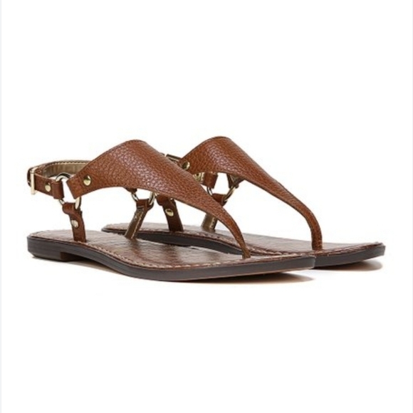 Sam Edelman Womens Greta Hoddle T strap Leather Flats Sandals shoes sz 7M - Picture 1 of 10